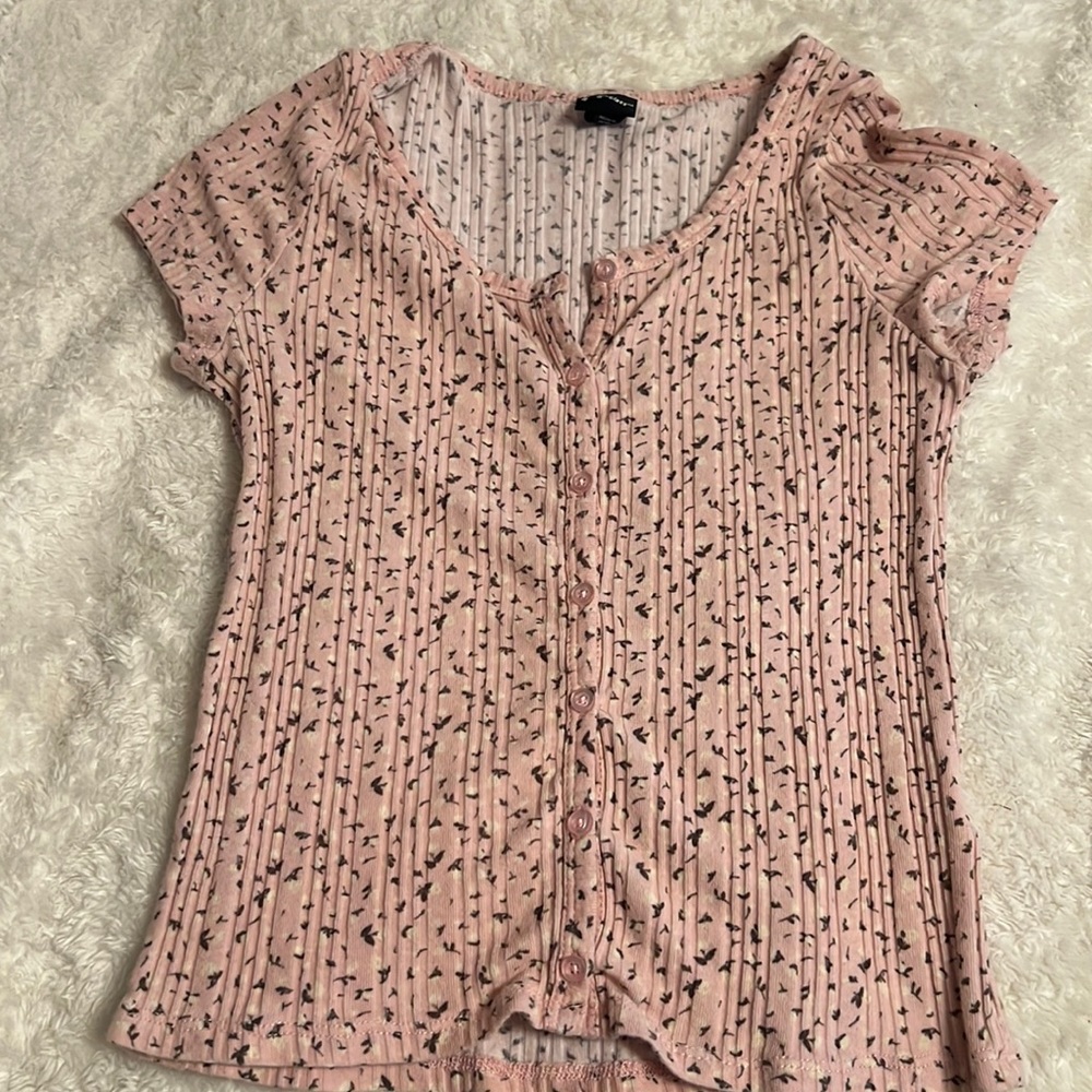 pink, yellow flower design Art o class tm fitted tee